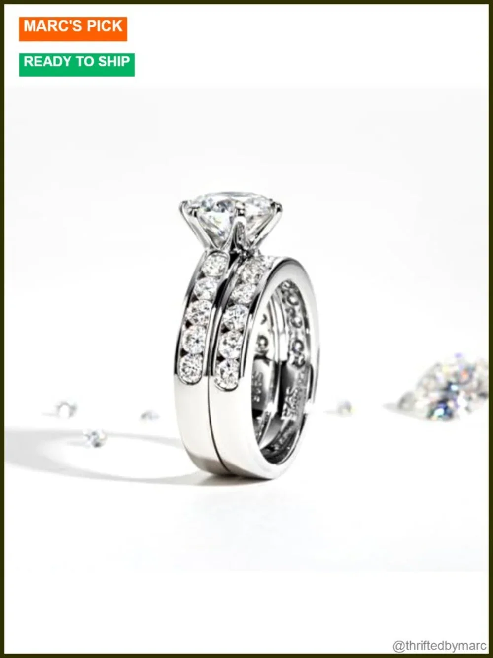 Moissanite Wedding Ring Set 4.48CTTW Round Cut 925 Sterling Silver Engagement